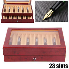 Fountain Pen Wooden Display Case Organizer Storage Collector Box 12/23 Slots Red picture