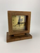 Hand-Crafted Solid Walnut Table Clock Gold Face Mercury Goodyear Winged Foot picture