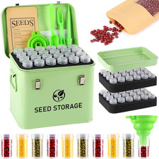 Seed Storage Organizer, Metal Seed Vault Bank Saving Containers Box (Seeds not I picture