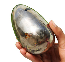 Polished Silver Pyrite Crystal Healing Gemstone Energy Decor Stone Egg 1620g picture
