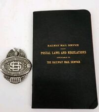 Retired Vtg 1905 US Post Office Dept Railway Mail Service Badge & RegulationBook picture