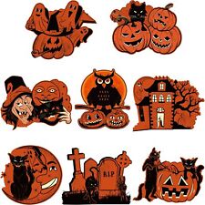 8 Pieces Vintage Halloween Party Decorations Assorted Black Orange Retro Hall... picture