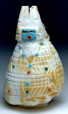 Native Zuni Carved Shell Inlay Corn Maiden Fetish By Carl Etsate picture