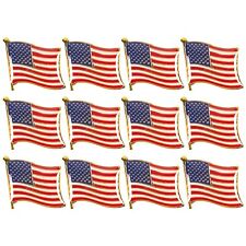 12-Pack American Flag Waving Lapel Pins, Patriotic US Flag Pins for National Day picture
