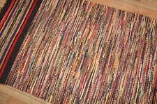 Antique American Rare Silk  Rag Rug Textile 3'4''x9'4'' picture