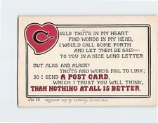 Postcard Love/Romance Greeting Card with Poem and Heart Embossed Art Print picture