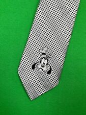 Vintage Goofy Designed by Cervantes Men's Neck Tie Black / White Disney USA Made picture