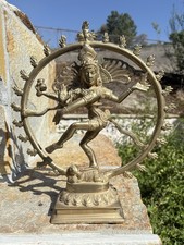 Vintage Shiva Nataraja Brass Statue Sculpture Home Decor Fine Art Yoga 11” picture