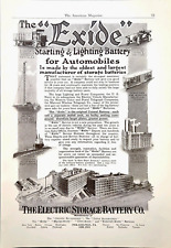 1916 Exide Starting Lighting Battery For Automobiles Submarines Ad 145 picture