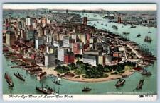 1908 BIRD'S EYE VIEW AERIAL LOWER NEW YORK CITY ILLUSTRATED POSTCARD CO picture