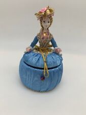 Small Vintage Blue Color Victorian  Lady’s Head Trinket/Ring Box picture