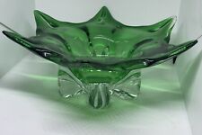 MID CENTURY MODERN MURANO STYLE STAR FLOWER GREEN BOWL picture