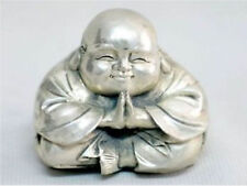  Old Tibet Silver Sitting Small Laughing Buddha Statue  picture