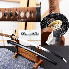 hand polished Japanese samurai katana sword damascus folded steel clay tempered picture