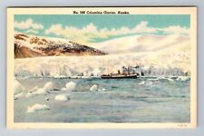 Columbia Glacier, AK-Alaska, Scenic View, Ship, Antique, Vintage Postcard picture