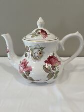 Crown Heritage Pink Floral Teapot England picture