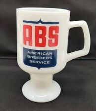 Vintage ABS American Breeders Service Milk Glass Pedestal Coffee Mug DeForest WI picture