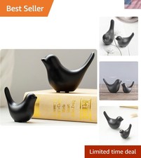 High-Quality Matte Finish Black Bird Figurines - Unique Home Decor Pair picture