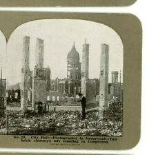 1906 City Hall Ruins Chimneys San Francisco CA Earthquake Stereoview Z91 picture
