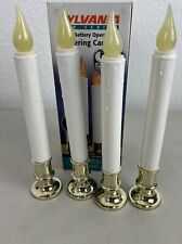 Sylvania Battery-Operated Flickering LED Candle Lamps Flame Auto Timer 4 Per Box picture