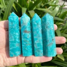3'' Amazonite Smoky Quartz Point Obelisk Natural Crystal Wand Tower Decoration picture