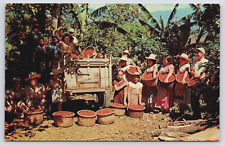 Community Coffee Bean Harvest Ox Cart Banana Trees Costa Rica Vtg Postcard C15 picture
