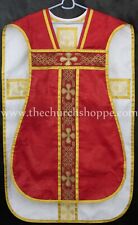 Red and White Reversible Travel  Fiddleback Vestment IHS with 5pc mass set picture
