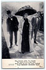 Fairbury Illinois IL Postcard Merry Widow Hat Woman 1908 Posted Antique picture