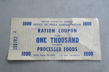 WWII ration coupon for one thousand points processed foods picture