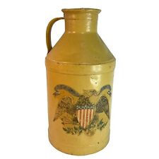 VTG Hand Painted Milk Can Metal Dairy Jug American Eagle Country Farm Decor picture