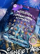 2026 Disney Parks Attraction Alphabet Mystery Pin Pouch 5 Pin Sealed Bag New picture