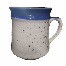 Vintage Speckled Stoneware Coffee Cup Mug Blue Rim Japan Foil Label picture