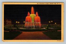 Atlantic City NJ-New Jersey Night View Fountain Light c1952 Vintage Postcard picture