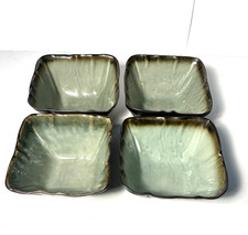 Gourmet Expressions Ceramic soup Bowl 4 Piece Set Birdsong Garden Square Green picture