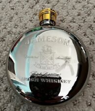 Vintage Jameson Irish Whiskey Pocket Flask Engraved Brass Screw Top 3.5” picture
