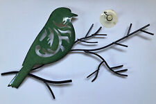 Green Enamel Wall Hanging Bird on a Branch 15” picture