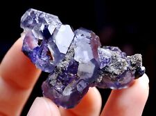 35g COLLECTION NEWLY DISCOVERED RARE CUBE PURPLE FLUORITE MINERAL SAMPLES picture