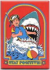 Steven Rhodes Warped Humor Stay Positive Shark Attack Refrigerator Magnet NEW picture