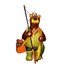 Lets Go Camping  Bear Went Fishing Ornament Cabin Woodland Rustic  Christmas picture