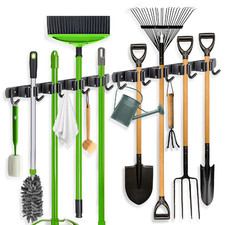 Zongool 2 Pack Broom Holder Wall Mount 4 Racks And 5 Hooks Mop Hanger Wall picture