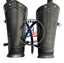 Leg Greaves Medieval Handmade Bracers Fully Functional Leg Guard Armour Black picture