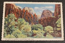 Vintage Linen Zion NP 1932 Postcard The Temple of Sinawava Scalloped Edge picture