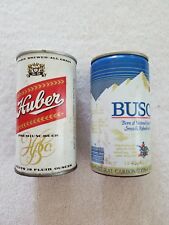 2 Vintage Beer Cans: Huber Zip Pull Tab (opened on bottom) - Busch Standard Tab picture