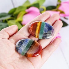 2 Pack 7 Chakra Thumb Worry Stones Natural Healing Crystals for Anxiety Relief picture