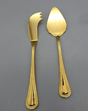 Godinger Gold Tone Beaded Flatware Cheese Knife & Server picture