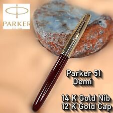 Parker 51 Aerometric Demi Burgundy 12K Gold Restored Excellent picture