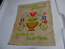 Vintage Hand Stitched Sampler Motto Flowers picture