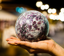 Elegant Pink Ruby Healing Sphere 12CM - Handmade Corundum Energy Ball picture