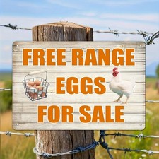 2D Flat, Tin Metal Signs Home Décor Perfect for Or Garden Decor Free Range Eggs picture
