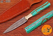 CUSTOM HANDMADE FORGED DAMASCUS STEEL BOOT KNIFE THROWING HUNTING DAGGER -  863 picture